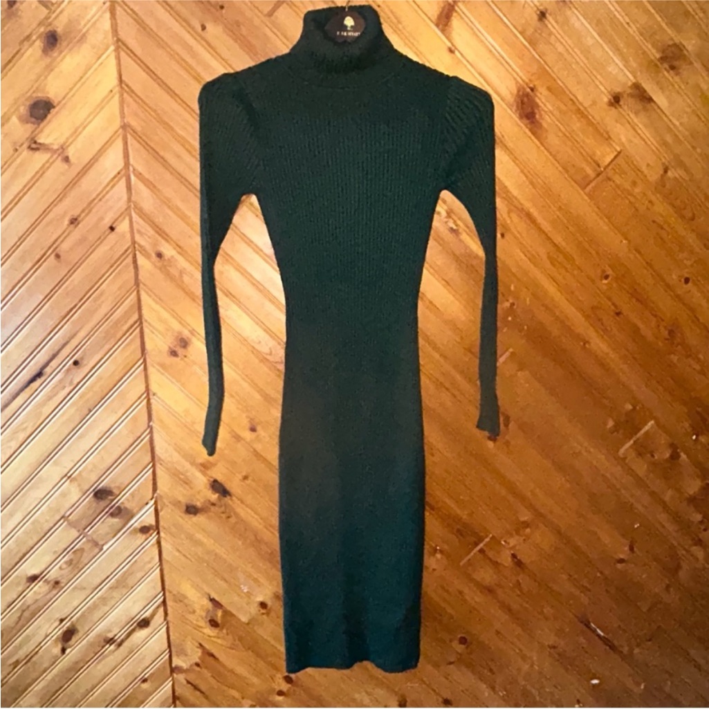 Lulu's Black Long Sleeve Turtleneck Dress